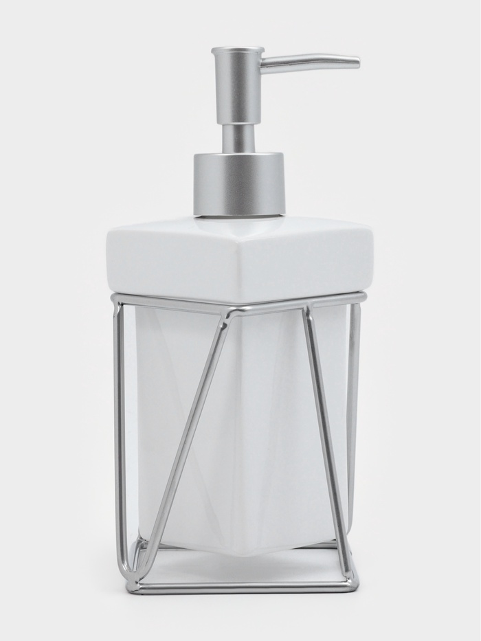Дозатор для мыла SAVANNA «Геометрика», 250 мл, на подставке, белый - Фото 1
