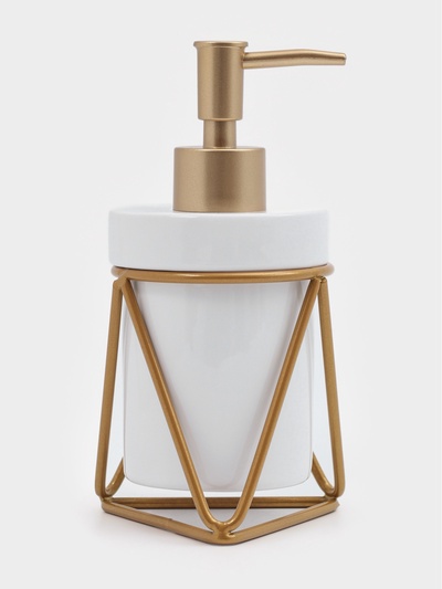Дозатор для мыла SAVANNA «Геометрика», 250 мл, на подставке, белый