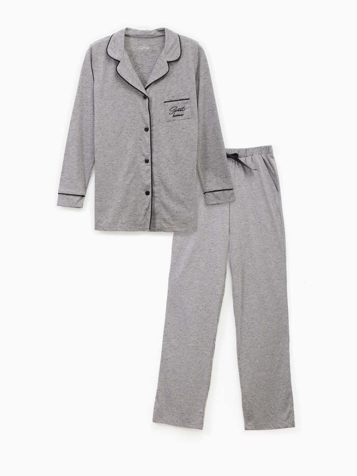 Пижама женская: рубашка, брюки, KAFTAN Sweat home, размер 40-42, серая - Фото 1