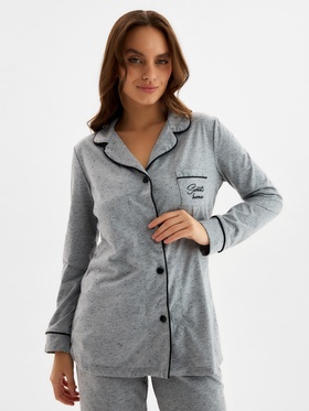 Пижама женская (рубашка, брюки) KAFTAN Sweat home, размер 40-42, серая