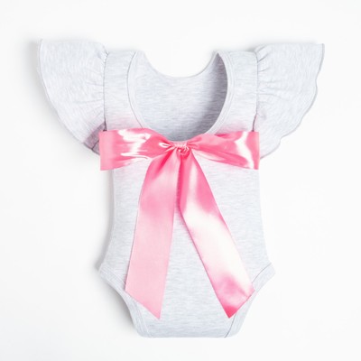 Боди «Крошка Я. Розовый бант», рост 80-86 см, серое