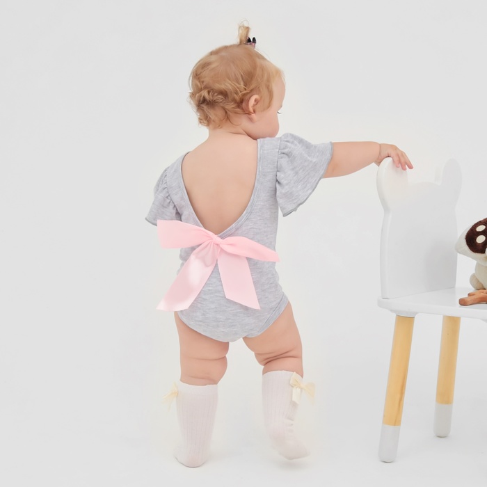 Боди «Крошка Я. Розовый бант», рост 80-86 см, серое - Фото 1
