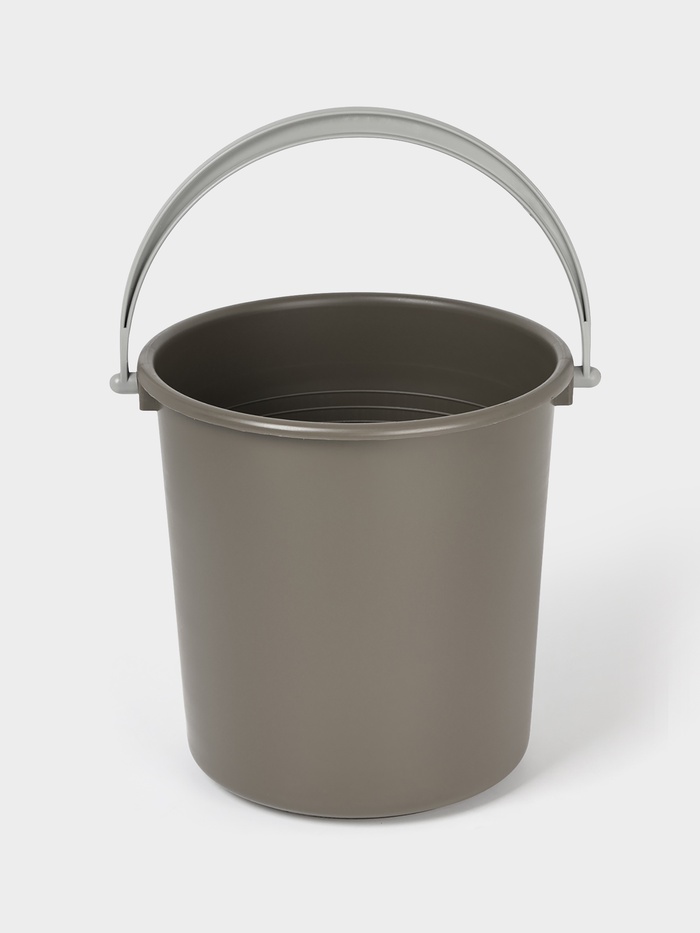 Ведро хозяйственное, 7 л, пластик, серое - Фото 1