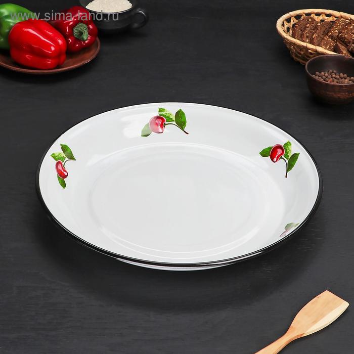 Блюдо эмалированное «Вишневый сад», 4.5 л, d=40 см, белое - Фото 1