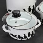 Набор эмалированных кастрюль «Кошечки», 3 предмета: 1.5 л, 2.3 л, 5 л, индукция, белый - Фото 2