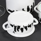 Набор эмалированных кастрюль «Кошечки», 3 предмета: 1.5 л, 2.3 л, 5 л, индукция, белый - Фото 3