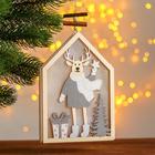 Новогодний декор с подсветкой «Домик с оленем» 2АА, 2х13,8х20 см - фото 4221540