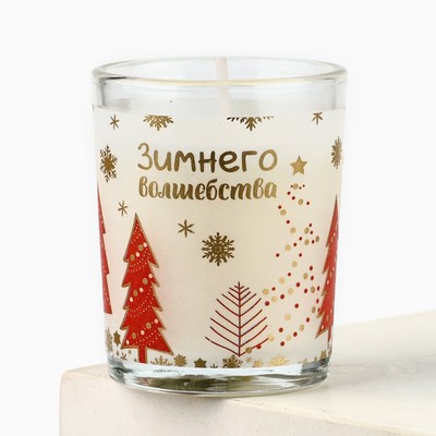 Свечи новогодние «Согревающего счастья», аромат ваниль 5×6 см, свечи чайные 2 шт. 3.7×1.5 см