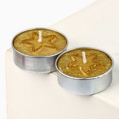 Свечи новогодние «Согревающего счастья», аромат ваниль 5×6 см, свечи чайные 2 шт. 3.7×1.5 см