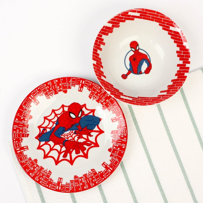 Набор посуды, 3 предмета: тарелка Ø 16,5 см, миска Ø 14 см, кружка 200 мл, "Ты - супергерой", Человек-паук - фото 1907111857