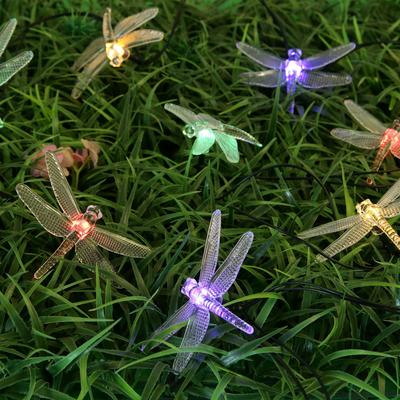 Гирлянда Uniel «Нить» 4 м с насадками «Стрекозы», IP44, тёмная нить, 20 LED, 2 режима, солнечная батарея