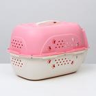Переноска пластиковая, 47.5×33×31 см, розовая - Фото 3