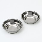 Миска металлическая двойная на пластиковом основании 2×160 мл, 25×14×5 см, зелёная - Фото 6