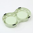 Миска металлическая двойная на пластиковом основании 2×160 мл, 25×14×5 см, зелёная - Фото 7