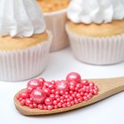 Новогодняя посыпка кондитерская «Жемчуг» зерна риса в цветной кондитерской глазури, красный, 50 г - Фото 2