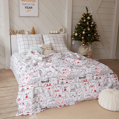 Постельное бельё 1.5-спальное «Этель» Xmas cat, бязь