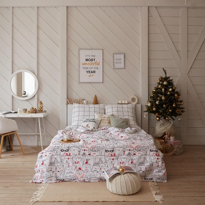 Постельное бельё 1.5-спальное «Этель» Xmas cat, бязь