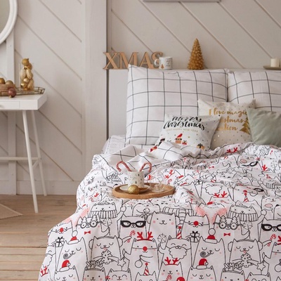 Постельное бельё 1.5-спальное «Этель» Xmas cat, бязь