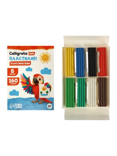 Пластилин Calligrata «Классический», 8 цветов, 160 г