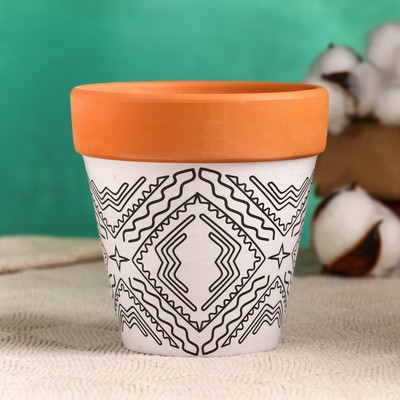 Горшок "Трапеция" терракот с узором, 10*10,5см микс