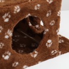 Домик для кошек с когтеточкой, двухэтажный, с окошками, 50х36х75 см, коричневая с лапками - Фото 8