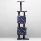 Домик для кошек с когтеточкой, с площадкой и полкой, 65 х 51 х 173 см, серая с лапкам - Фото 2