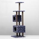 Домик для кошек с когтеточкой, с площадкой и полкой, 65 х 51 х 173 см, серая с лапкам - Фото 4