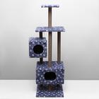 Домик для кошек с когтеточкой, с площадкой и полкой, 65 х 51 х 173 см, серая с лапкам - Фото 6