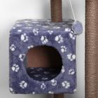 Домик для кошек с когтеточкой, с площадкой и полкой, 65 х 51 х 173 см, серая с лапкам - Фото 8