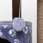 Домик для кошек с когтеточкой, с площадкой и полкой, 65 х 51 х 173 см, серая с лапкам - Фото 9