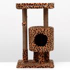 Домик-когтеточка "Круглый с площадкой", 52 х 52 х 95 см, джут, леопард - Фото 2