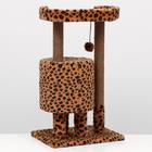 Домик-когтеточка "Круглый с площадкой", 52 х 52 х 95 см, джут, леопард - Фото 3
