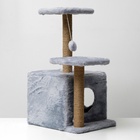 Домик для кошек с когтеточкой, 45×47×75 см, квадратный, 3 уровня, серая - Фото 3