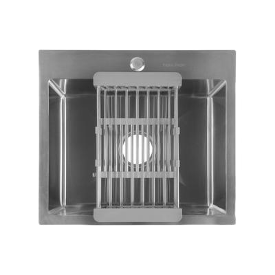 Мойка FABIA PROFI, 50×45 см, врезная, S = 3.0 и 0.8 мм, сифон с переливом + корзина