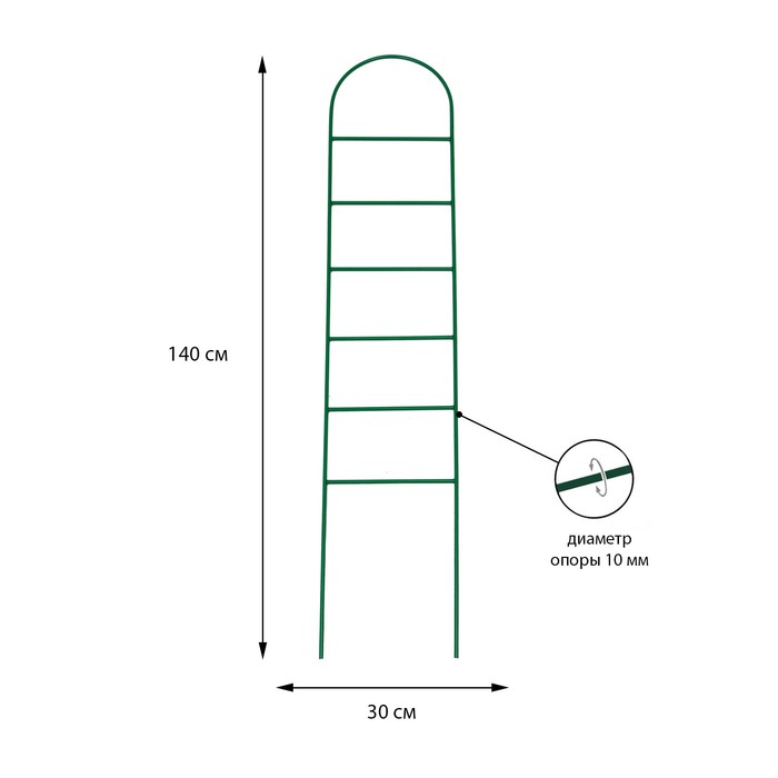 Шпалера, 140 × 30 × 1 см, металл, зелёная, «Лестница» - фото 1907112115