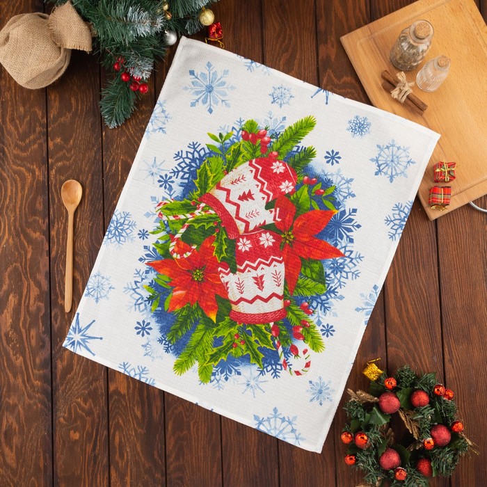 Полотенце Этель «Christmas present» 50х60±3 см, вафля, 150 г/м2 - Фото 1