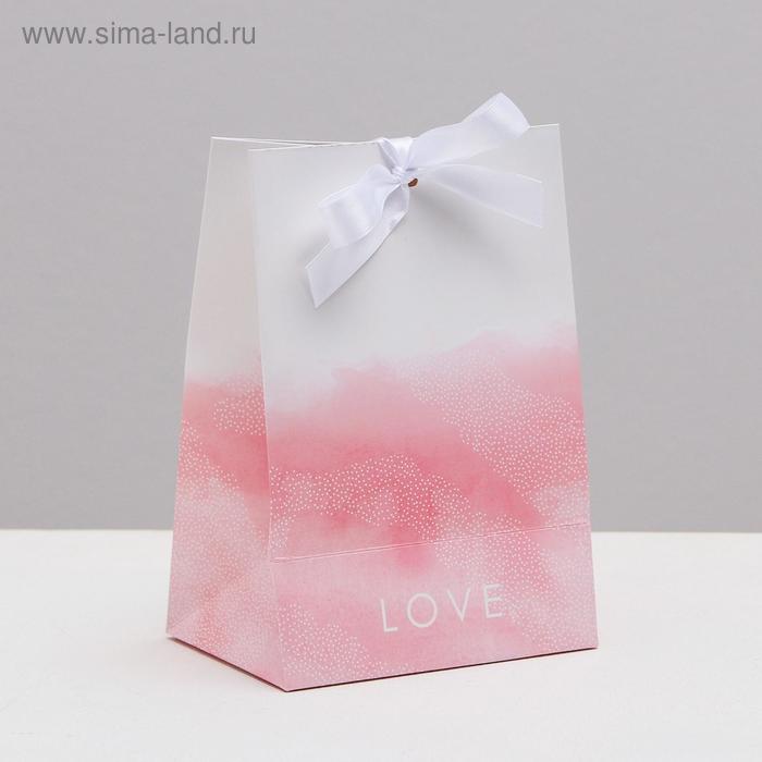 Пакет подарочный с лентой Love, 13 × 19 × 9 см - Фото 1