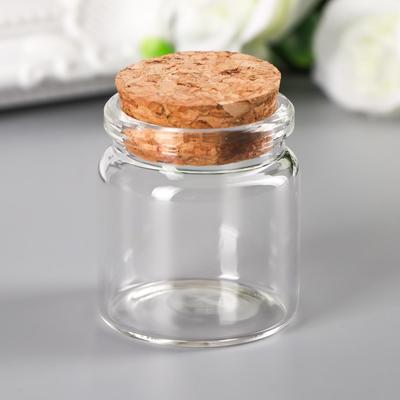 Стеклянная баночка с пробкой для декора, 30 мл, 4×3.7×3.7 см
