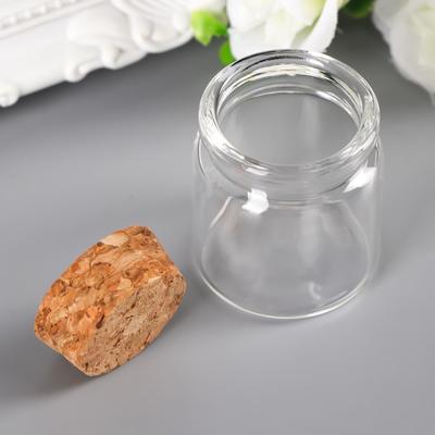 Стеклянная баночка с пробкой для декора, 30 мл, 4×3.7×3.7 см