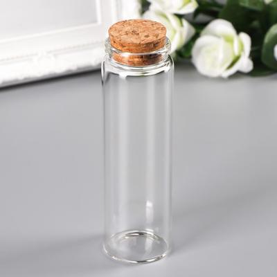 Стеклянная баночка с пробкой для декора, 12×3.7×3.7 см