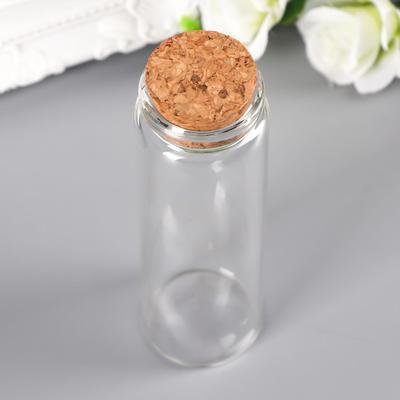 Стеклянная баночка с пробкой для декора, 12×3.7×3.7 см
