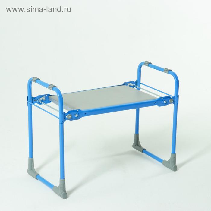 Скамейка-перевёртыш садовая 56х30х42,5 см, голубая, макс.нагрузка 100 кг, с мягким сиденьем - Фото 1