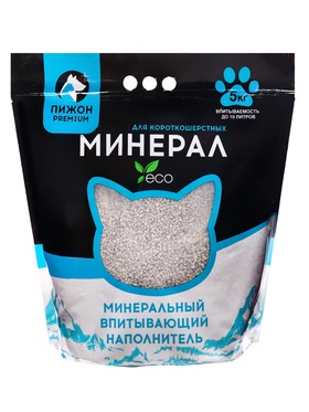 Наполнитель минеральный впитывающий "Пижон Premium", для короткошерстных кошек, 10 л