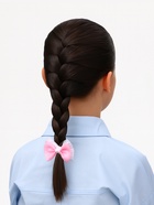 Бант для волос на резинке «Аленушка», клеточка, 6.5 см, розово-белый - Фото 2