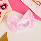 Бант для волос на резинке «Аленушка», клеточка, 6.5 см, розово-белый - Фото 4