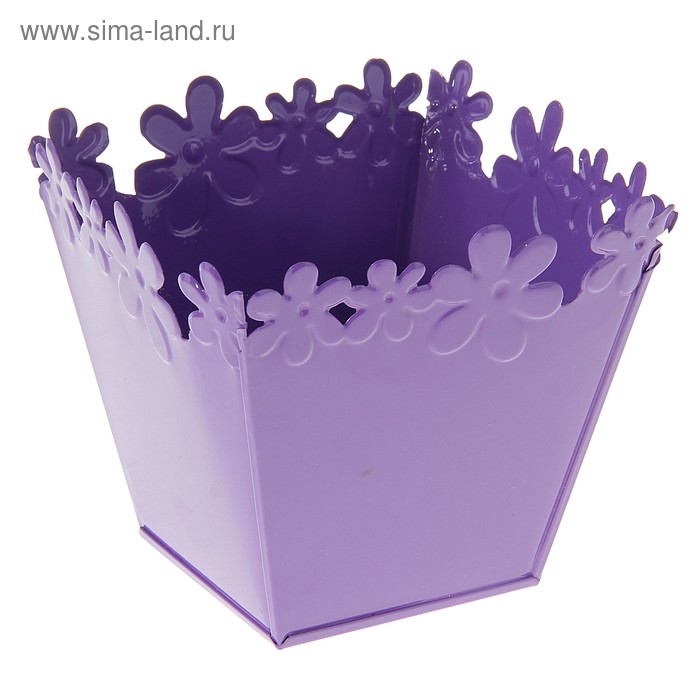 Горшок оцинкованный фиолетовый 10*11 см - Фото 1