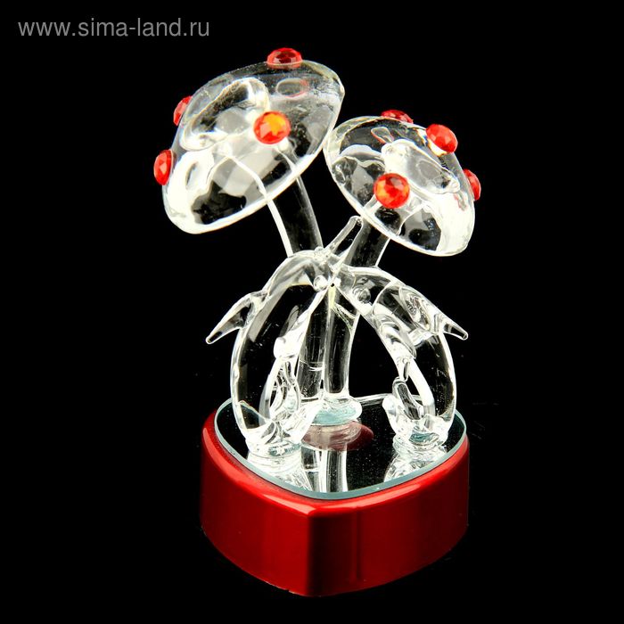 Сувенир на зеркальной подставке "Дельфины с медузой" свет 6,5х6х11см - Фото 1