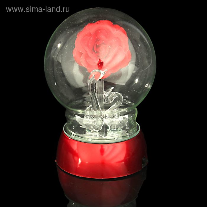 Сувенир световой стекло шар "Лебеди под розой" 10х14см - Фото 1