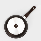 Сковорода, d=26 см, съёмная ручка, стеклянная крышка, антипригарное покрытие, цвет кофейный мрамор - Фото 8