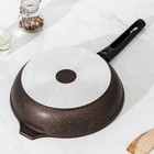 Сковорода, d=24 см, съёмная ручка, стеклянная крышка, антипригарное покрытие, кофейный мрамор - фото 804306689